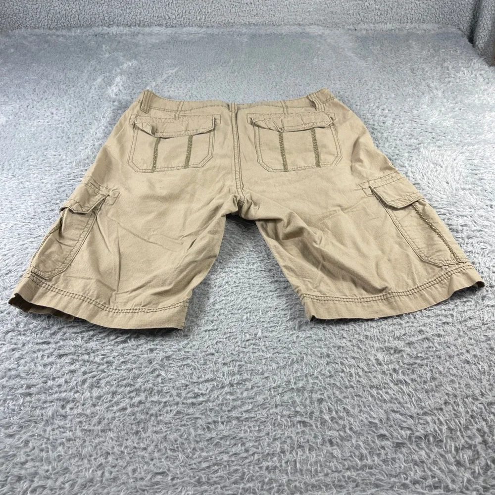 Mens Tan Khaki Cotton Ripstop Cargo Shorts Camo Lined Waist Size 33 Utility